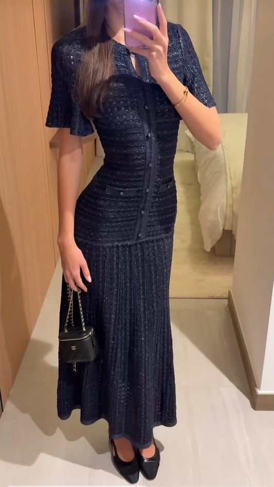 Metallic thread knit dress