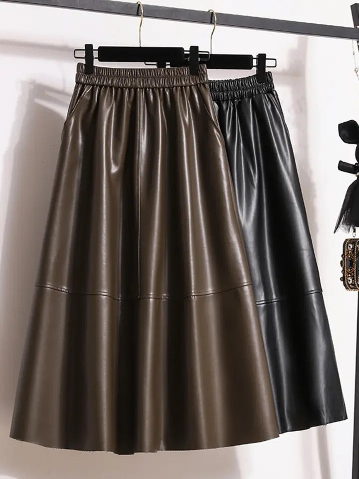 PU leather skirt