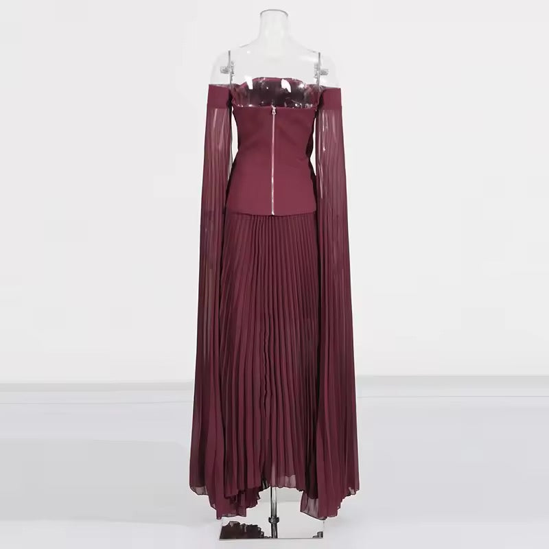 Off shoulder cape dress