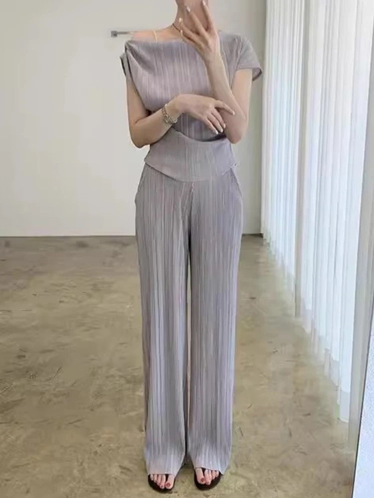 Pleated off shoulder set