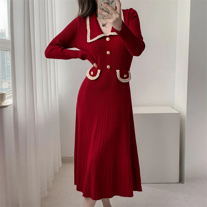 Collared knit dress