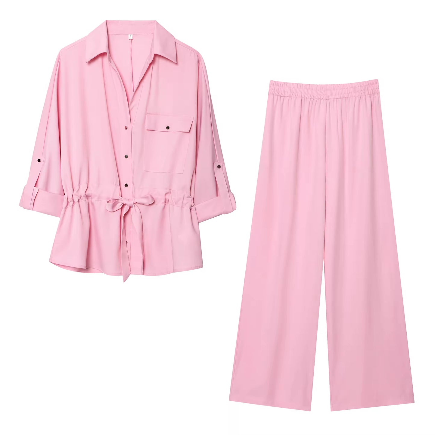Drawstring waist blouse and pants set