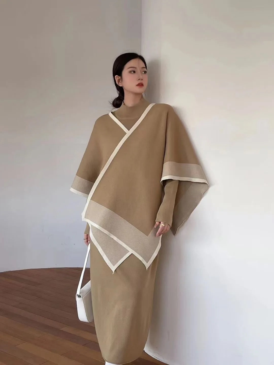 Knit cape and dress set