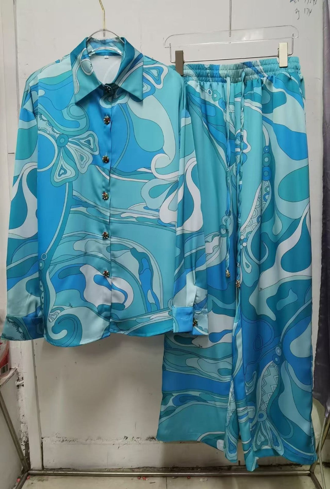 Satin printed co ord set