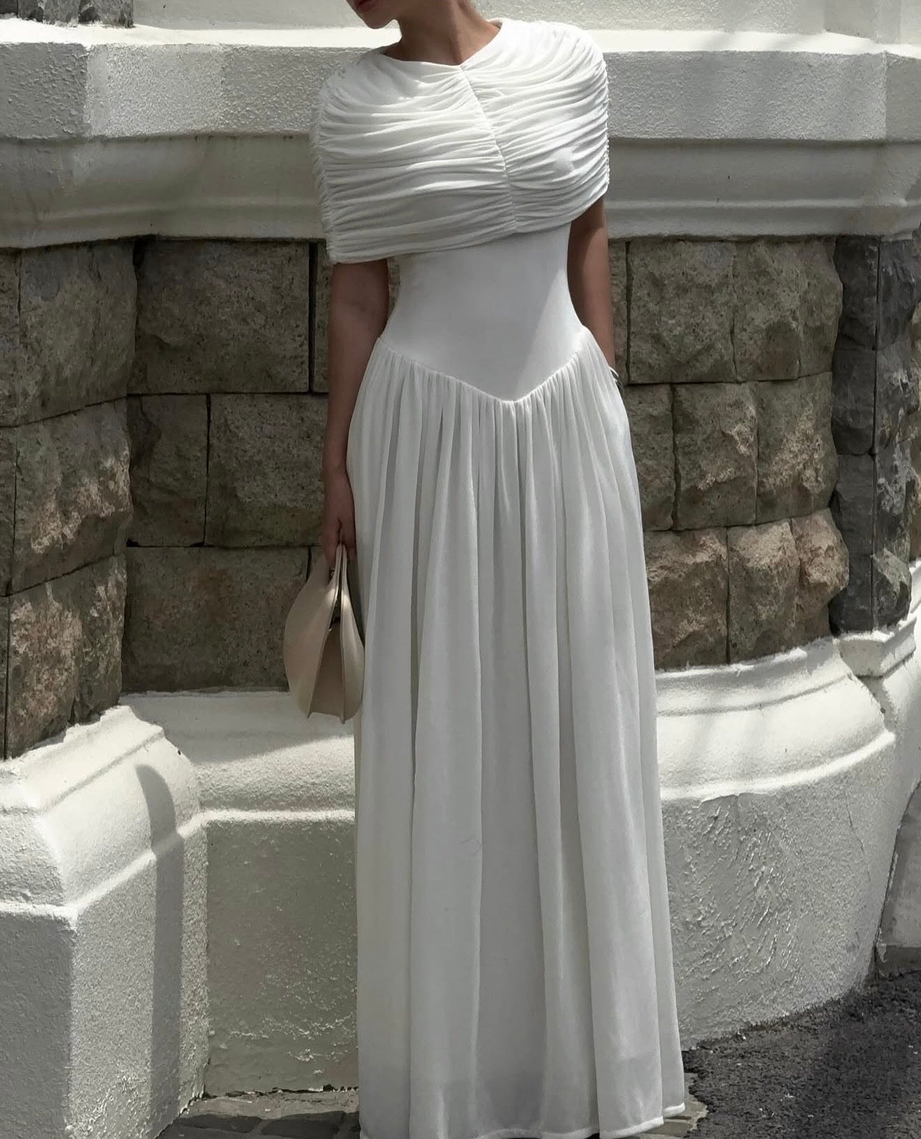 Draped knitted fitted dress