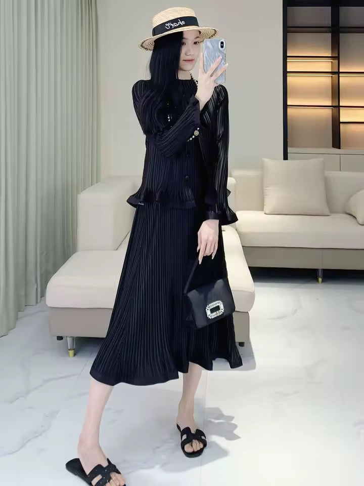 Pleated jacket & dress set