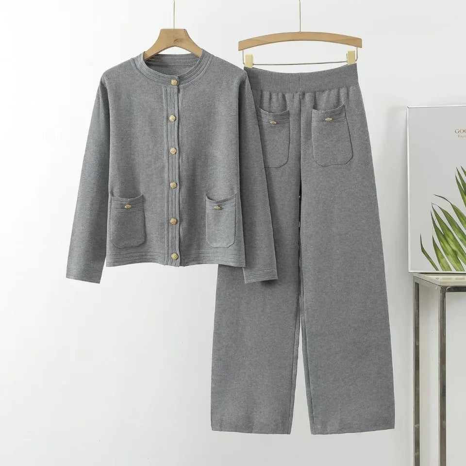 Button down knit set