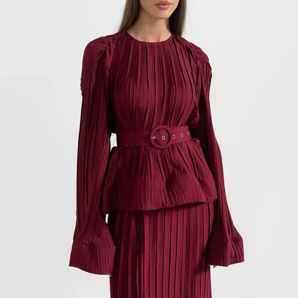 Pleated top and skirt set