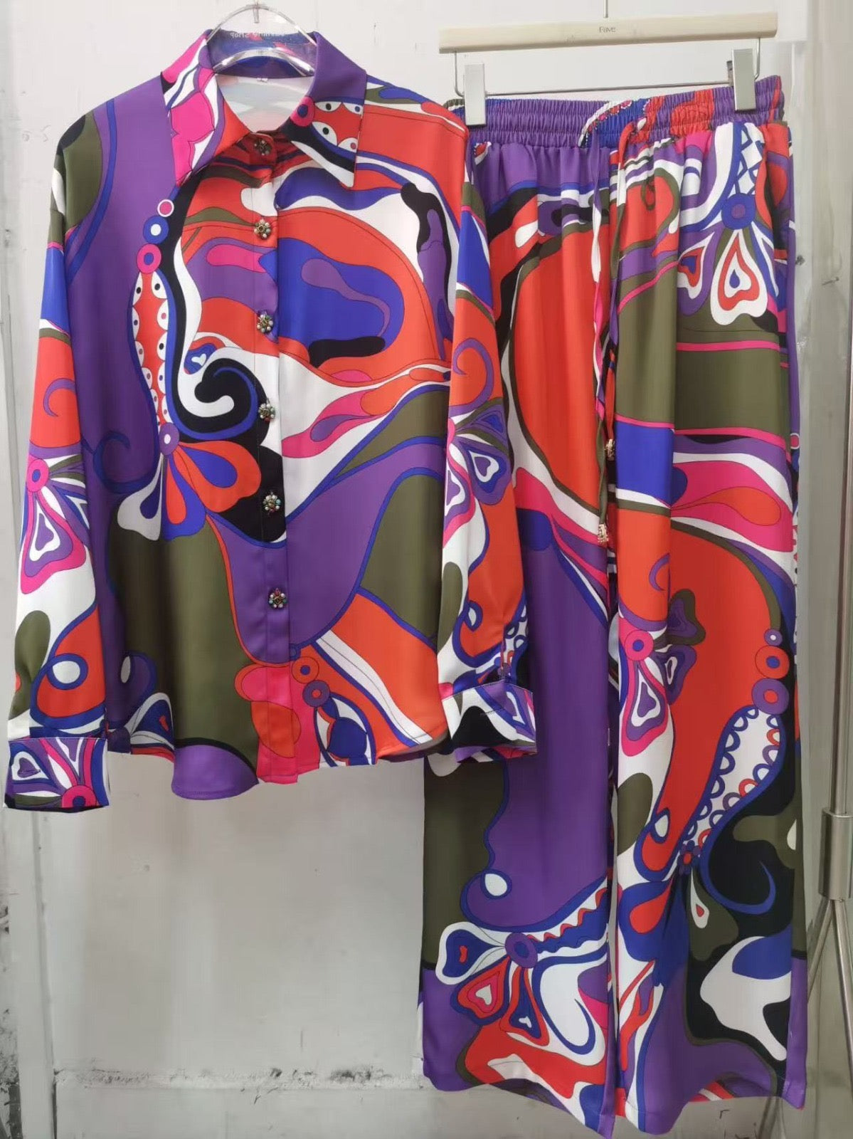 Satin printed co ord set