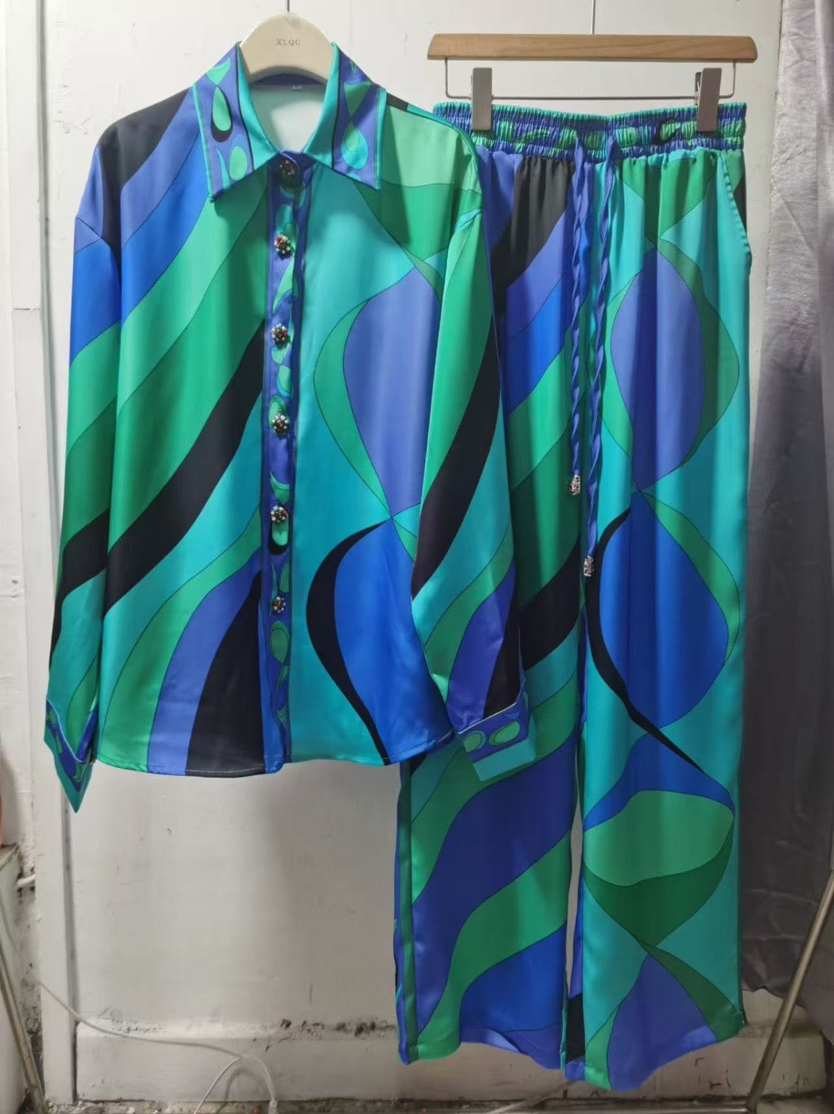Satin printed co ord set