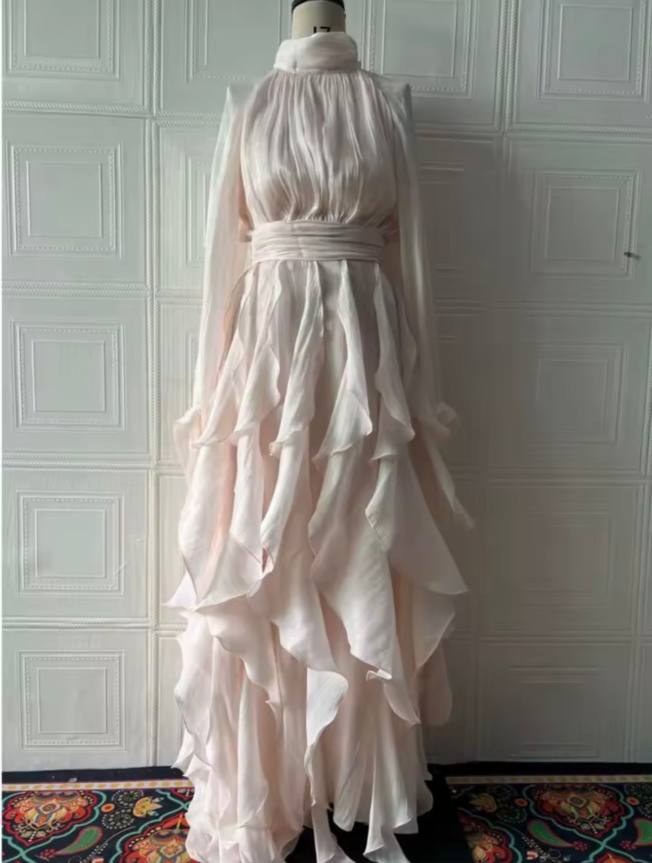 Metallic ruffle dress