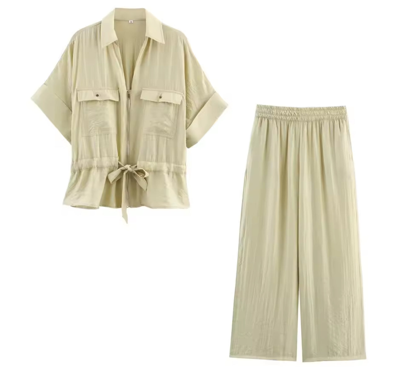 Drawstring waist zip co ord set