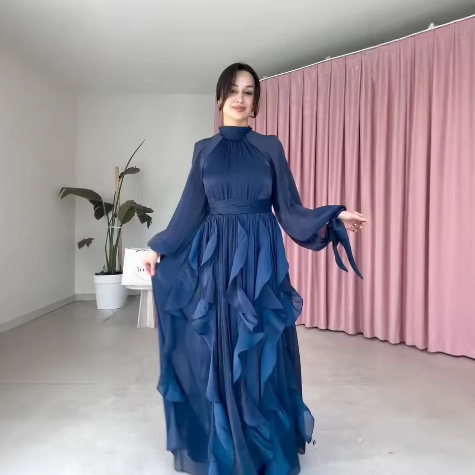 Metallic ruffle dress