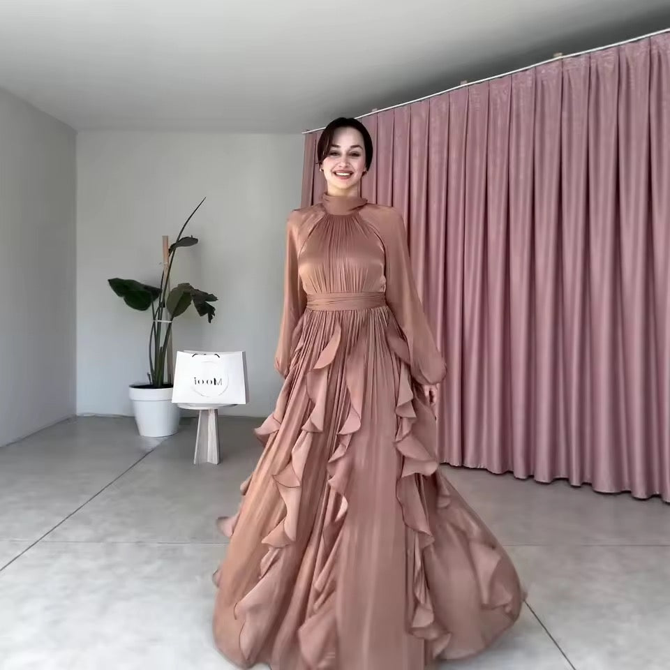 Metallic ruffle dress