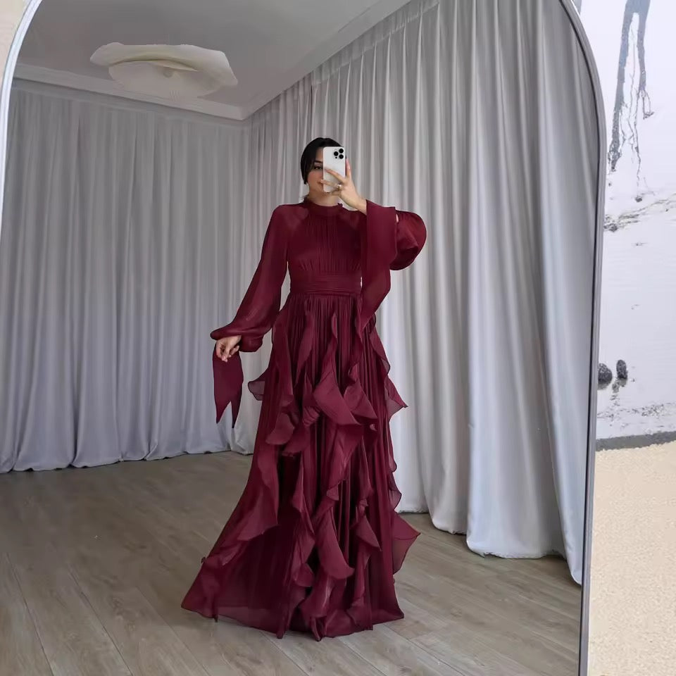 Metallic ruffle dress