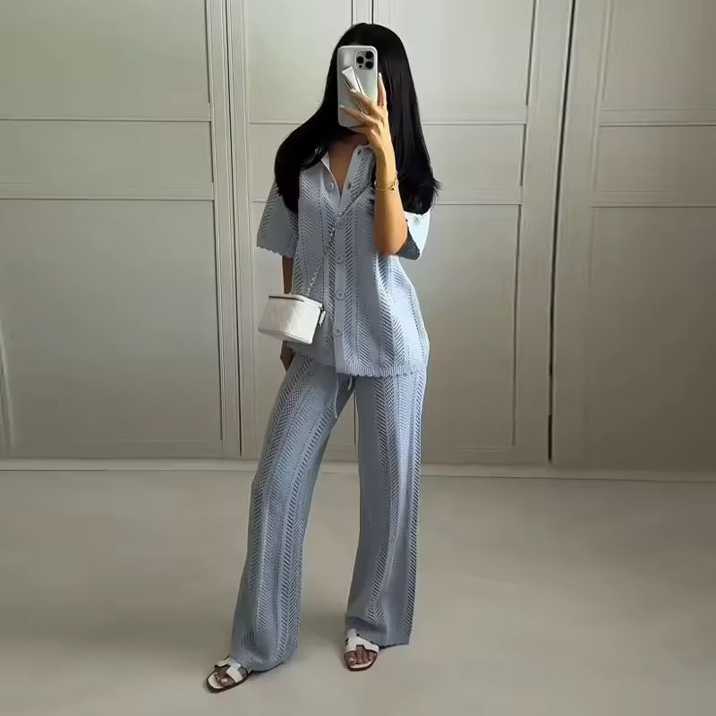 Collared knit set