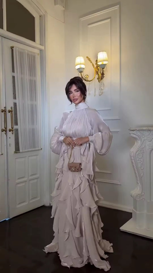 Metallic ruffle dress