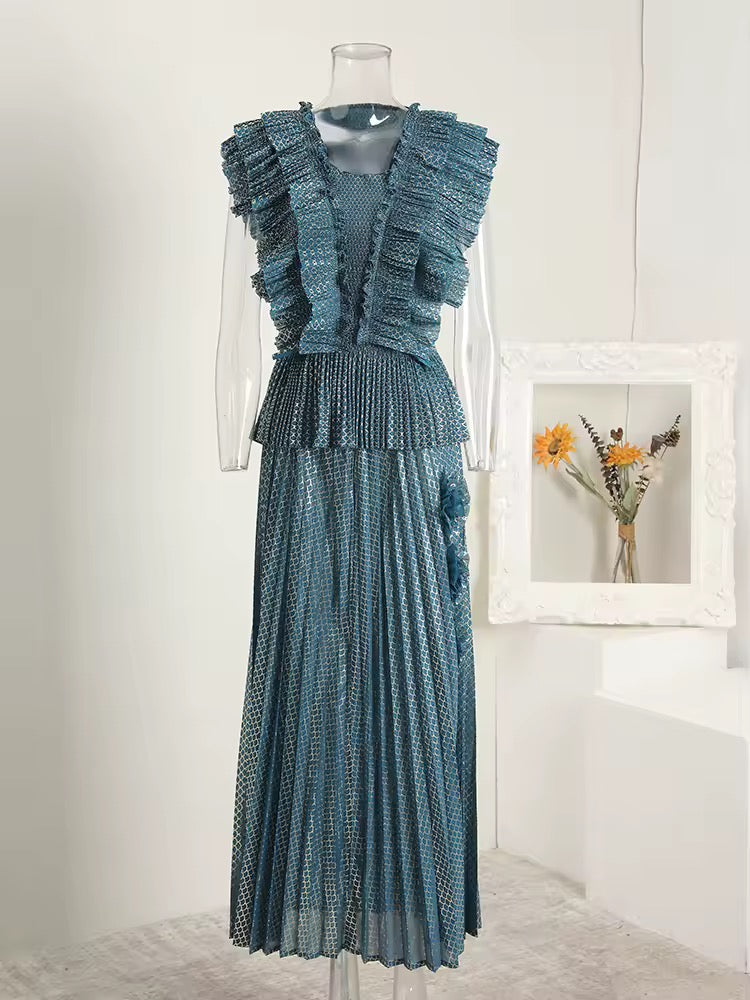 Pleated ruffle dress