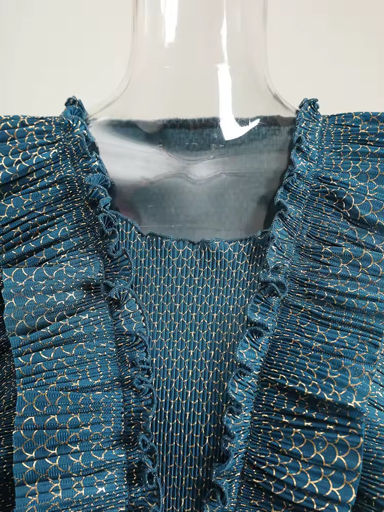 Pleated ruffle dress