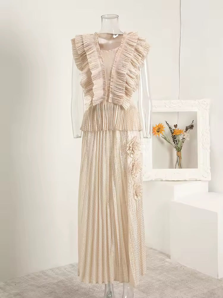 Pleated ruffle dress