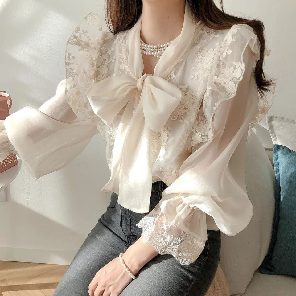 Lace bow top