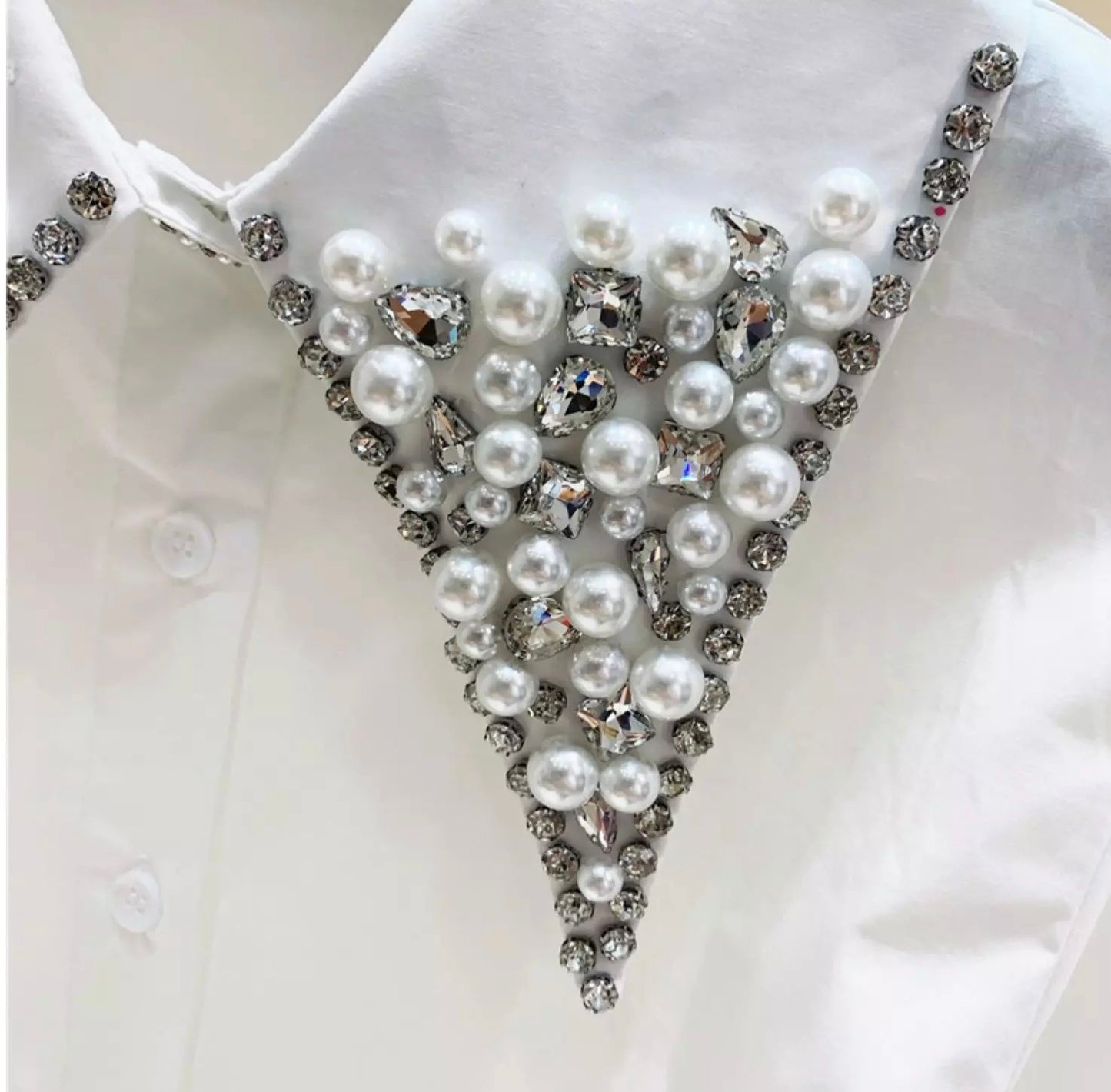 Pearl and diamond collared shirt