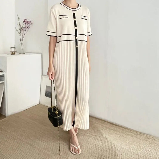 Pleated knitted dress