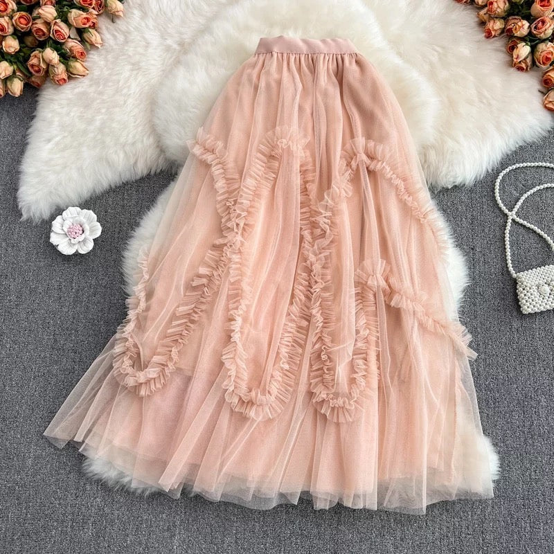 Ruffle mesh skirt