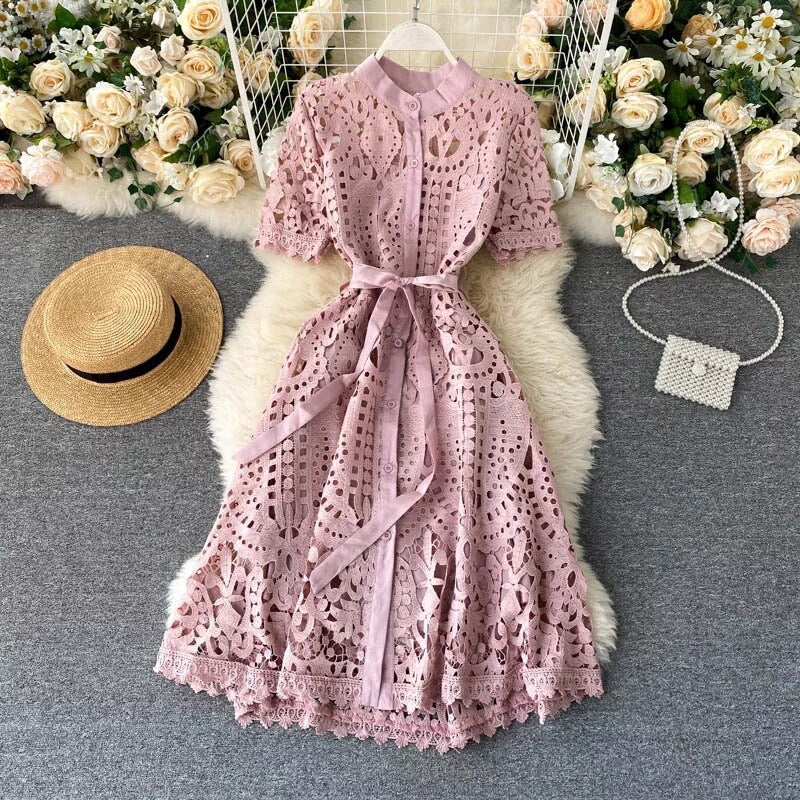 Hollow out lace dress