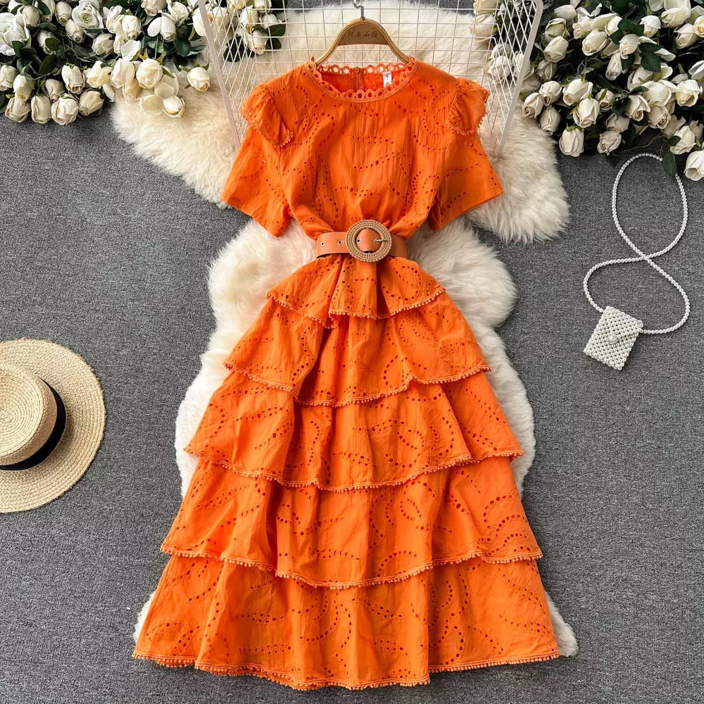 Hollow tiered dress