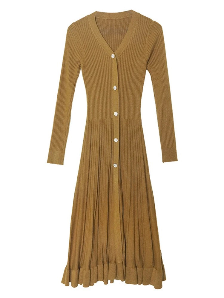 Pleated knit dress