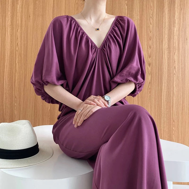 V neck batwing sleeve dress