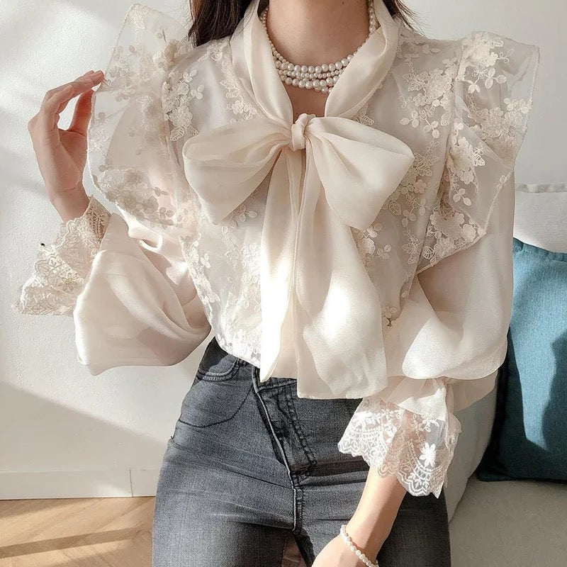 Lace bow top