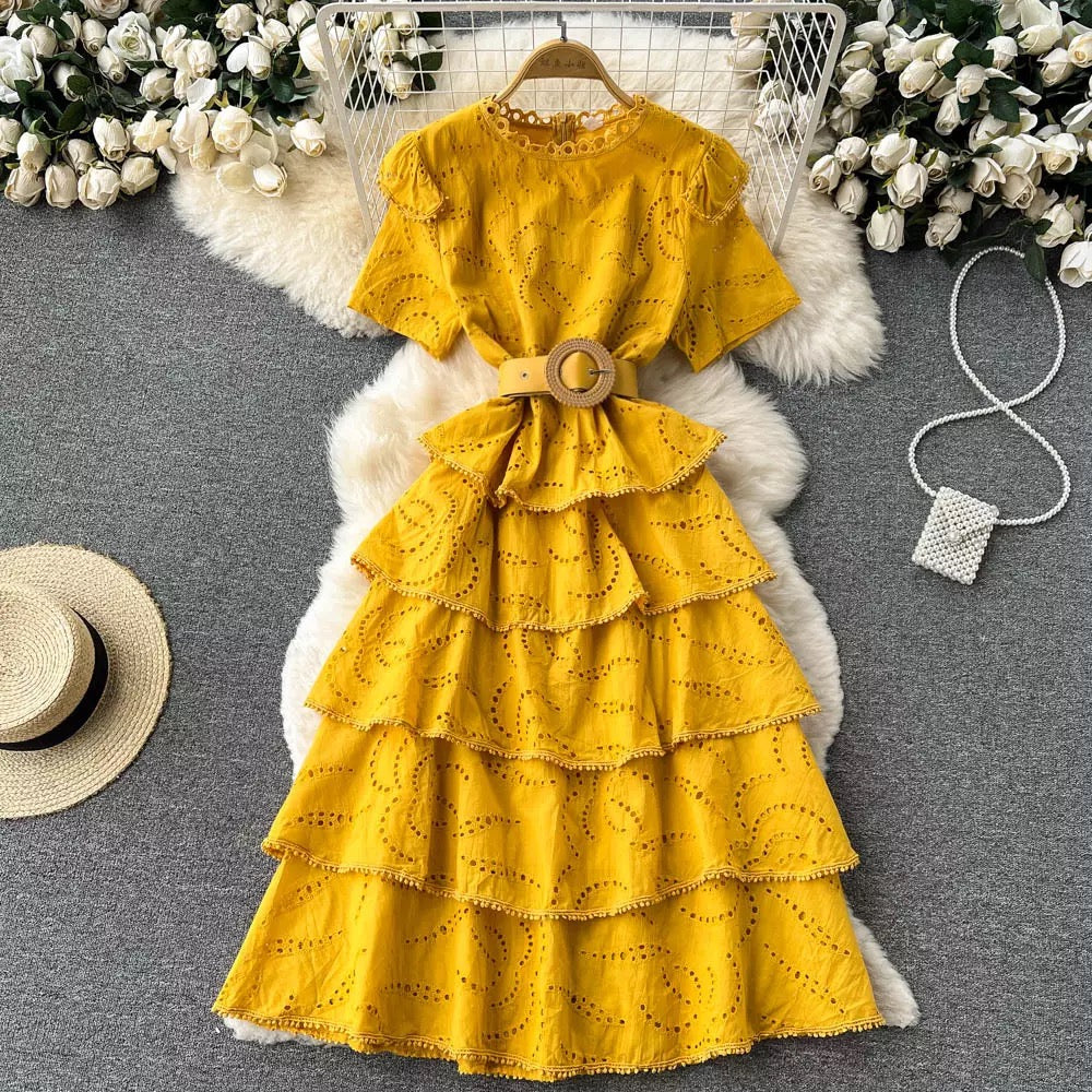 Hollow tiered dress