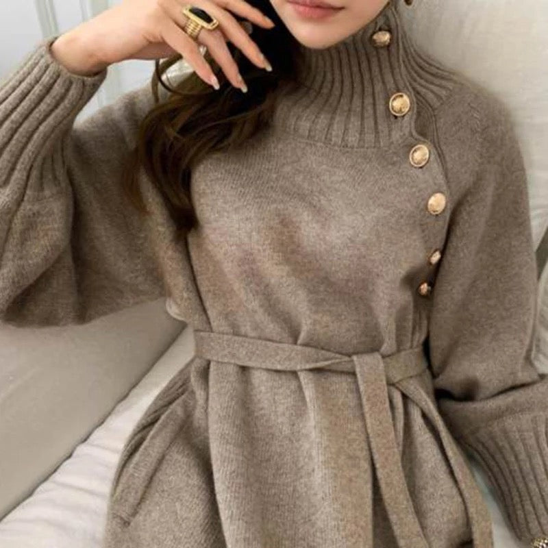 Puff sleeve knitted dress