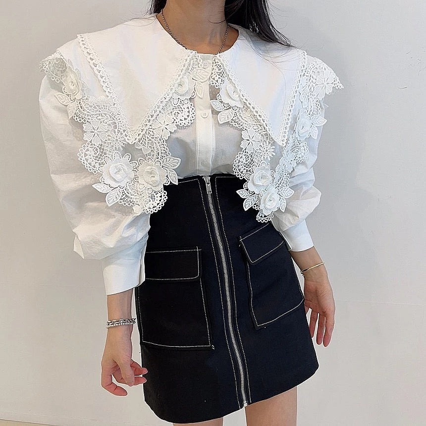 Embroidered collar blouse