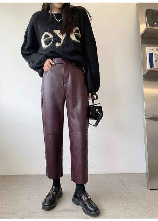 PU leather pants