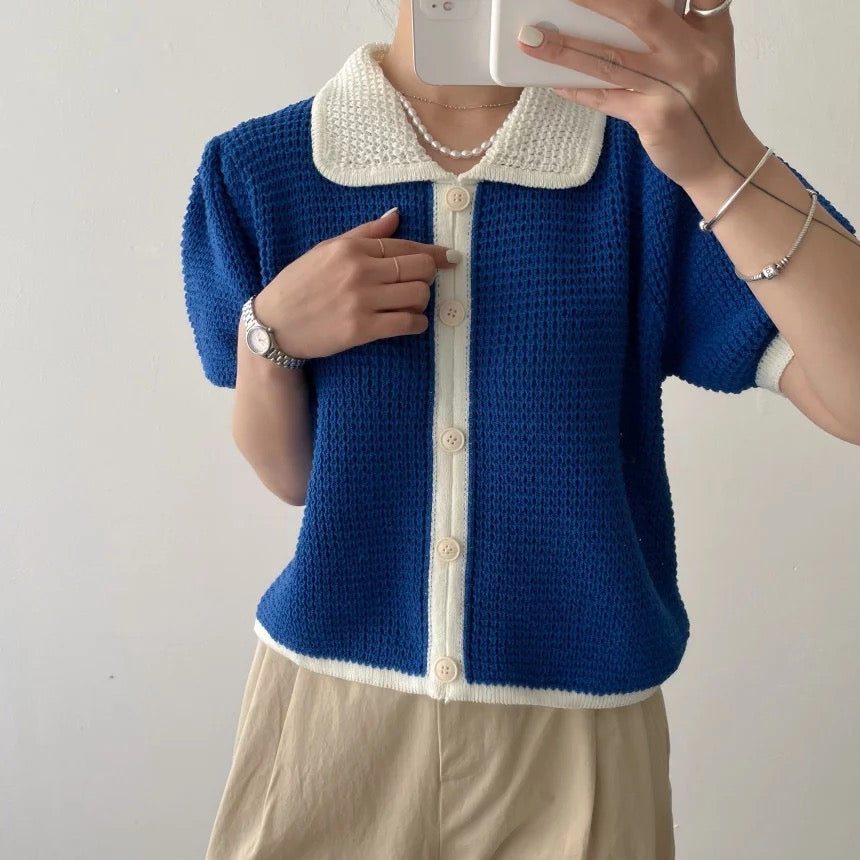 Knitted collared top