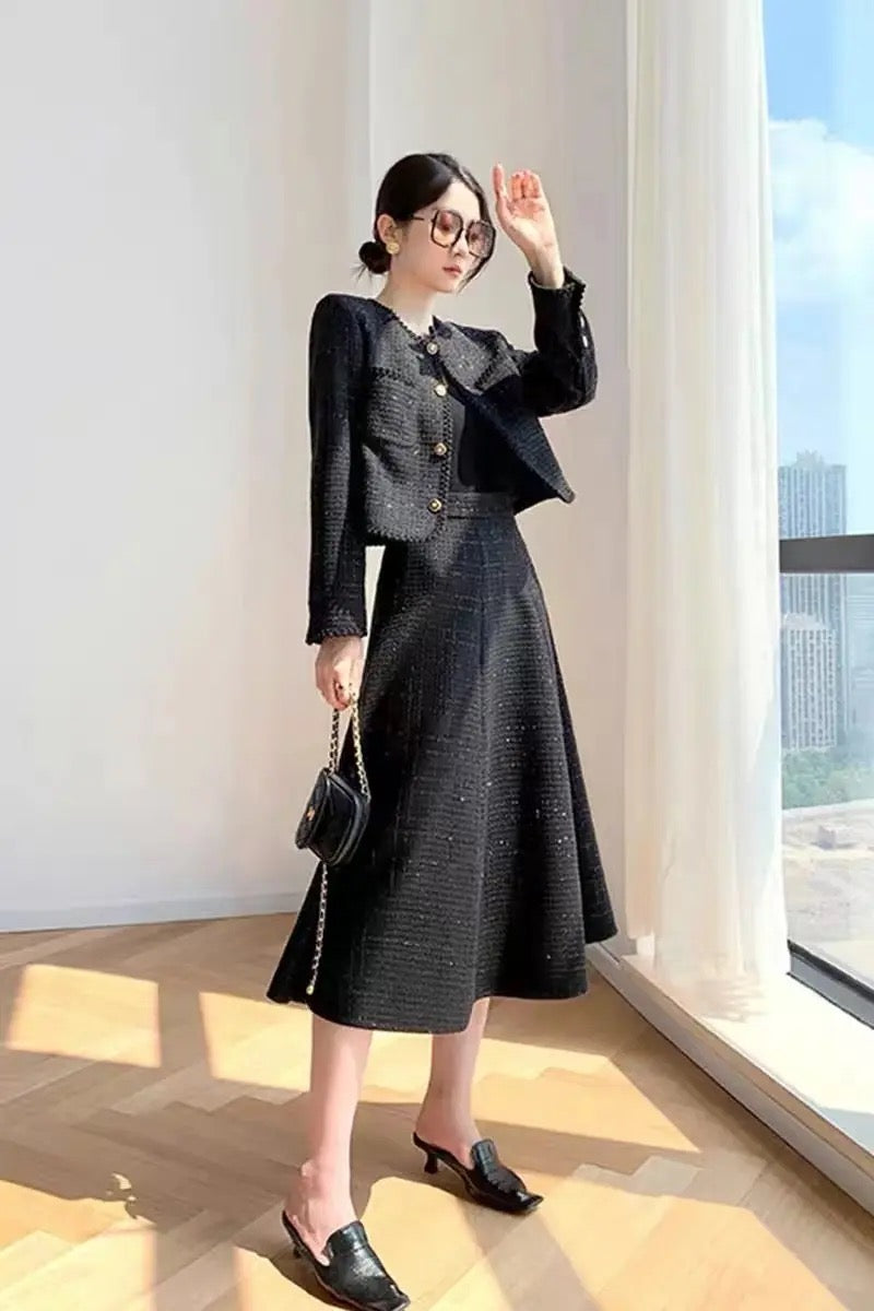 Tweed jacket and skirt set