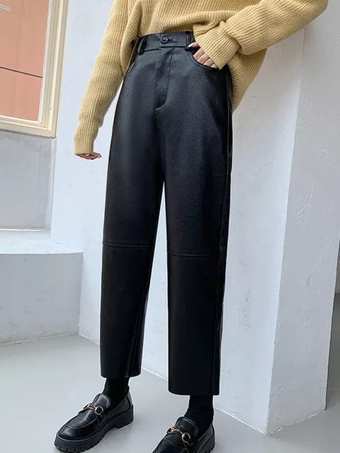 PU leather pants