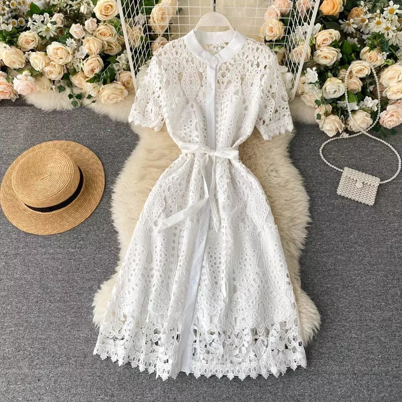 Hollow out lace dress