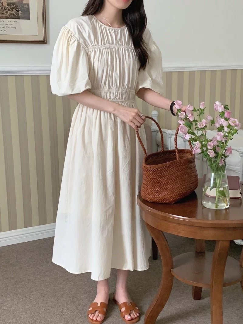 Lantern sleeve smock dress