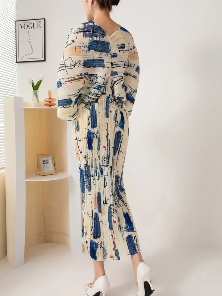 Printed batwing dress