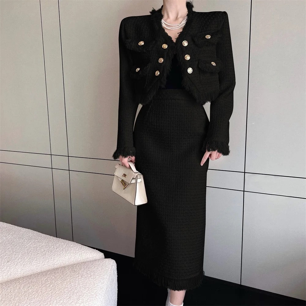 Tweed coat and skirt set