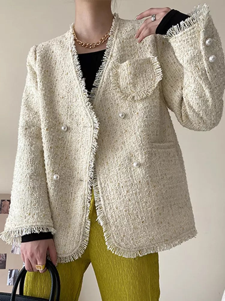 Tweed rhinestone jacket coat