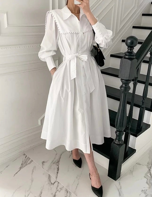 Belted shirt dress