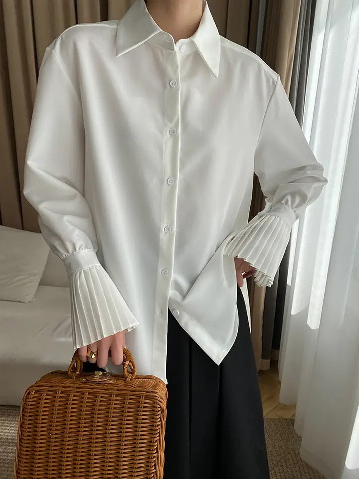 Pleated sleeve blouse