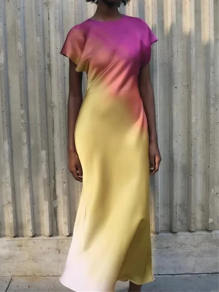 Tie dye satin dress