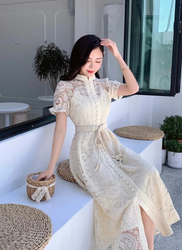 Lace button dress