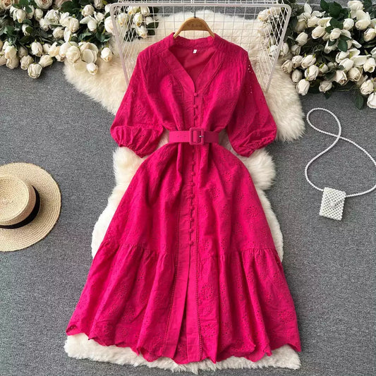 V neck hollow dress